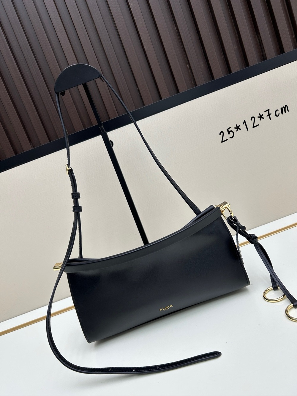 Alaïa Black Leather Shoulder Bag with Gold Hardware